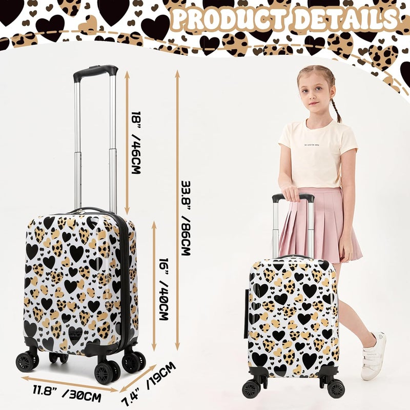 Esteemly Kid's Luggage Set 2 Piece Suitcase Set Hardside Luggage with Spinner Wheels Girls Carry on Toddler Travel Rolling Suitcase with Neck Pillow Airline Approved - Image 2
